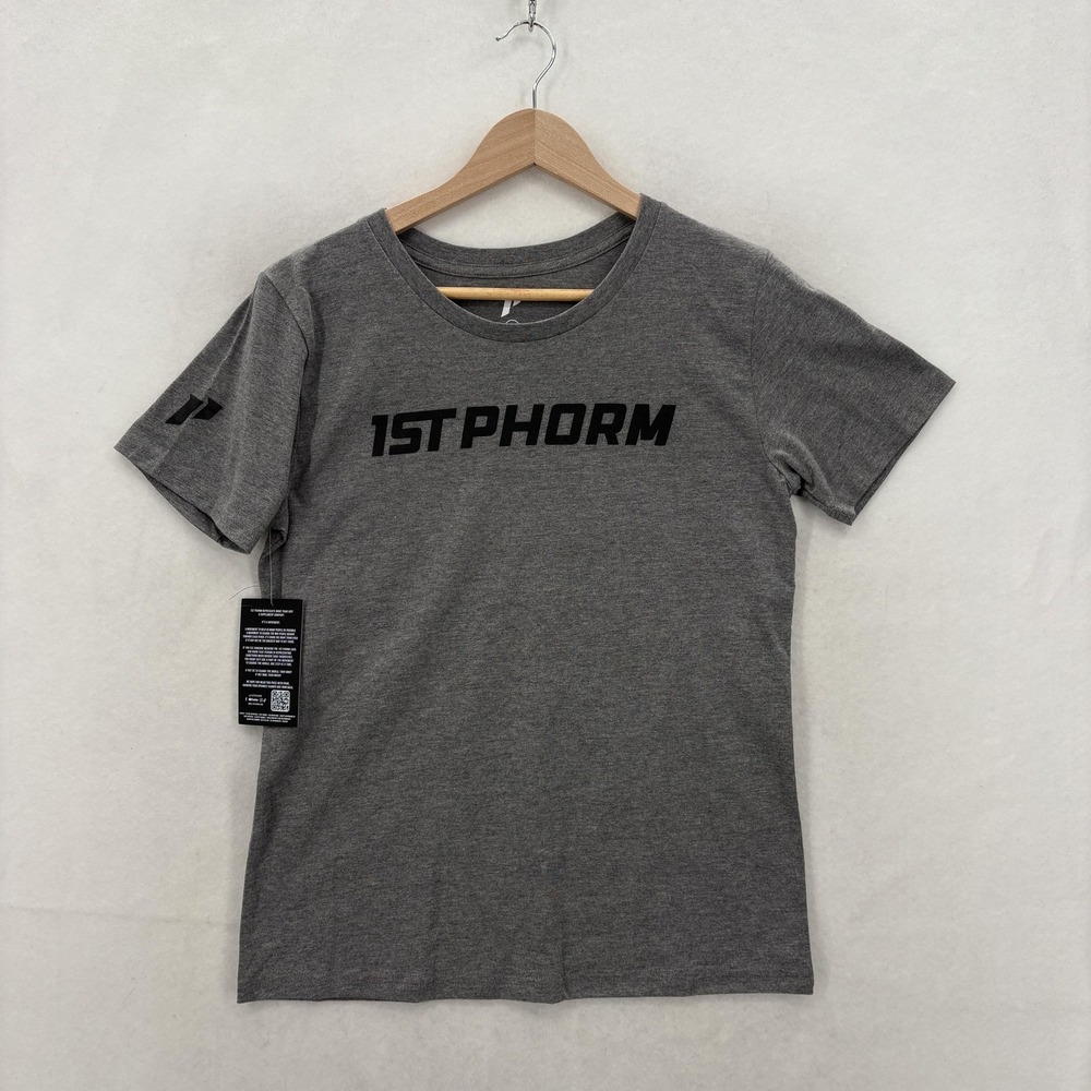 1st Phorm Shirt Womens Small Gray Logo Crew Neck Short Sleeve Athletic Tee NWT